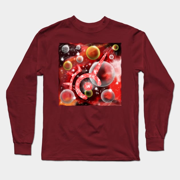 Red Mage Galaxy Long Sleeve T-Shirt by SelrynaInk